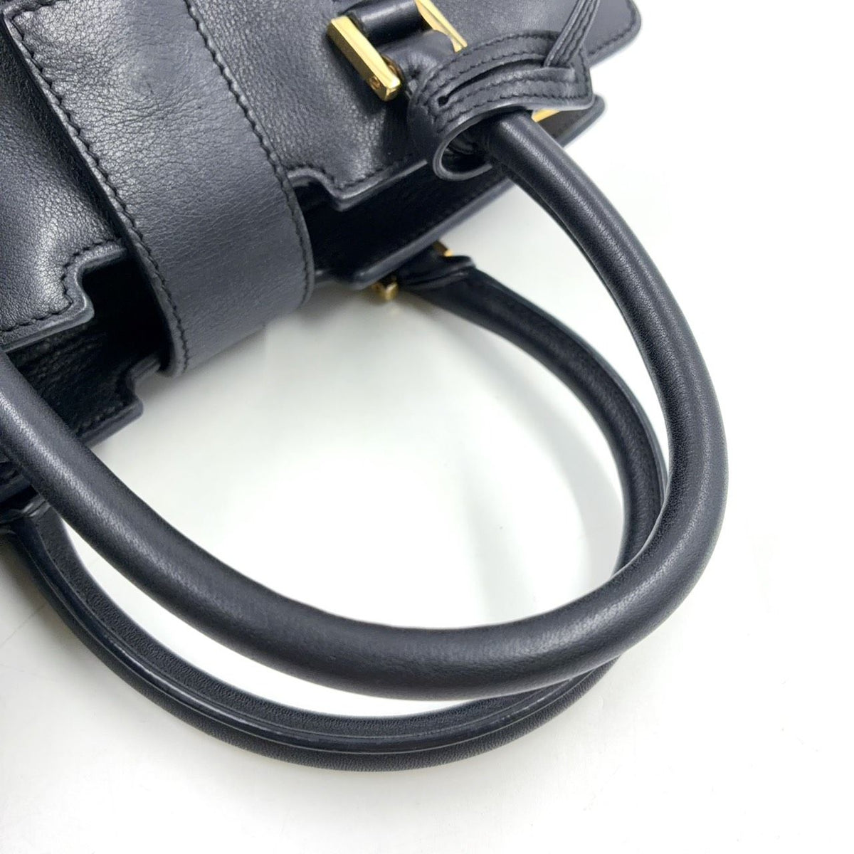 Saint Laurent Paris Baby Cabas Calfskin Black Handbag Gold — view 5