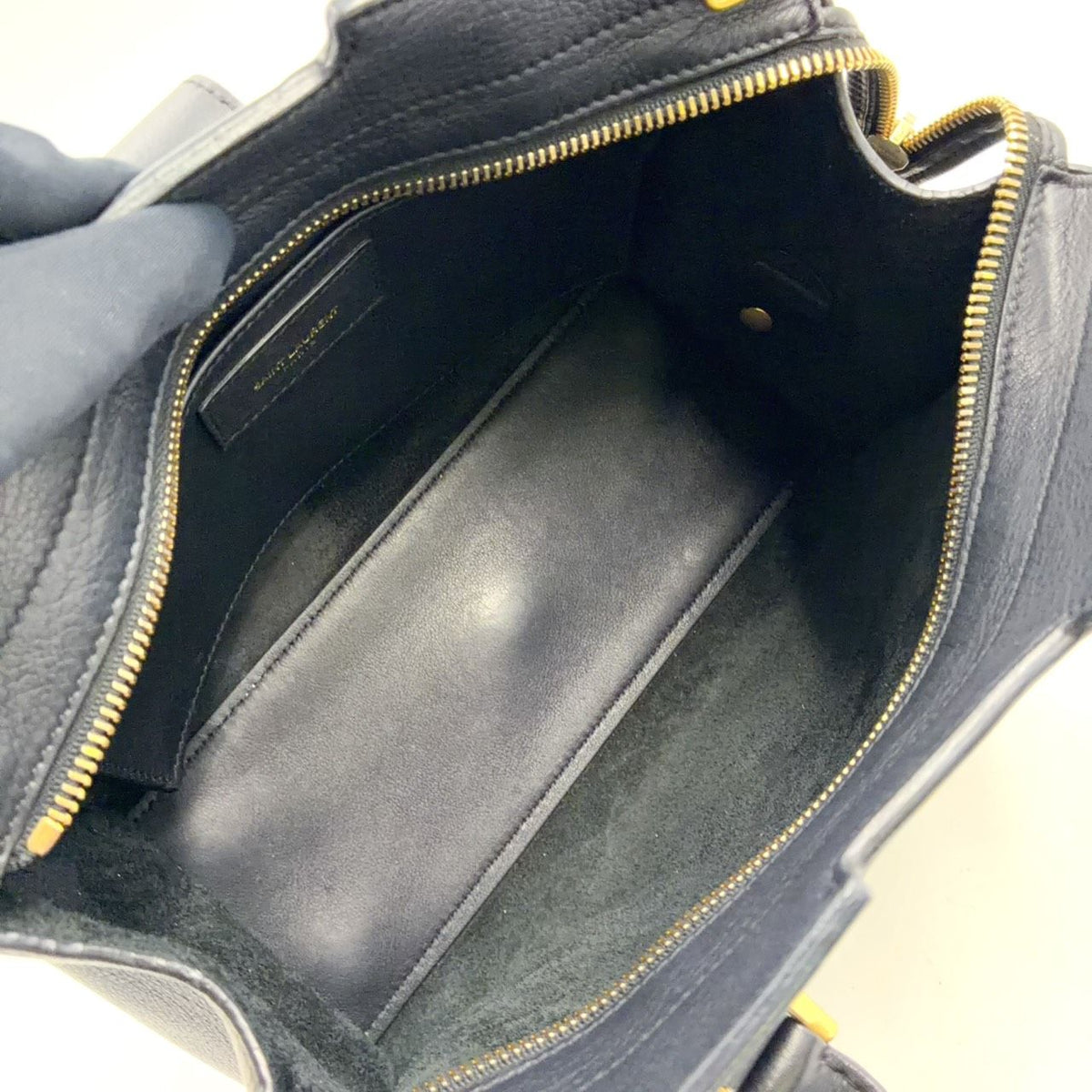 Saint Laurent Paris Baby Cabas Calfskin Black Handbag Gold — view 3