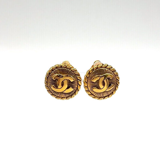 Chanel CC Logo Vintage Gold Plated Earrings