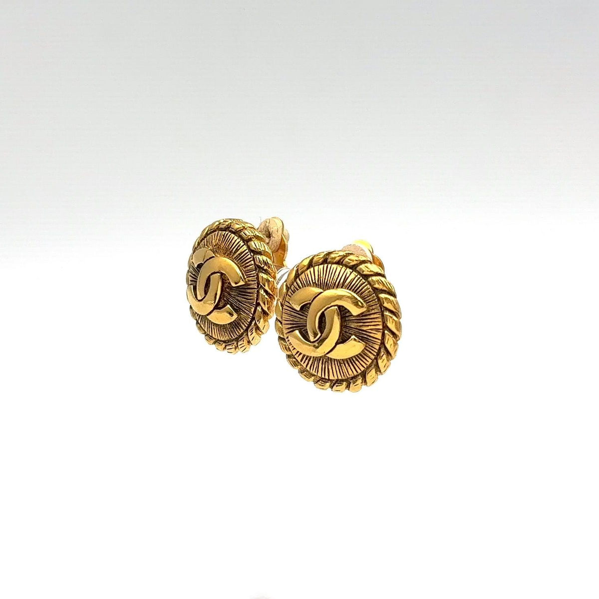 Chanel CC Logo Vintage Gold Plated Earrings — view 2