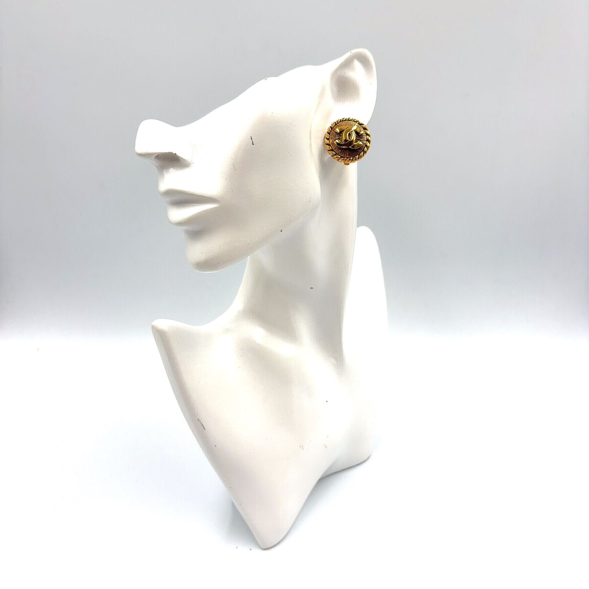 Chanel CC Logo Vintage Gold Plated Earrings — view 8