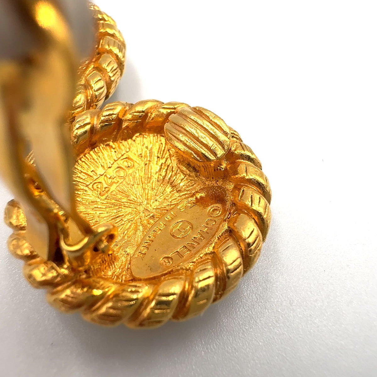 Chanel CC Logo Vintage Gold Plated Earrings — view 6