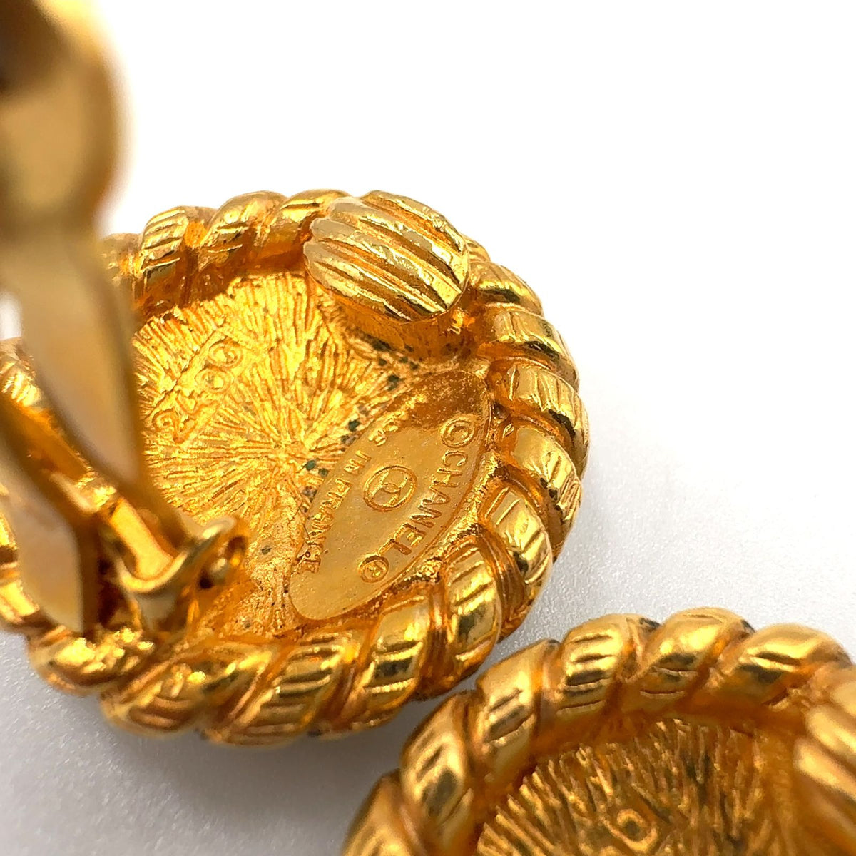 Chanel CC Logo Vintage Gold Plated Earrings — view 5