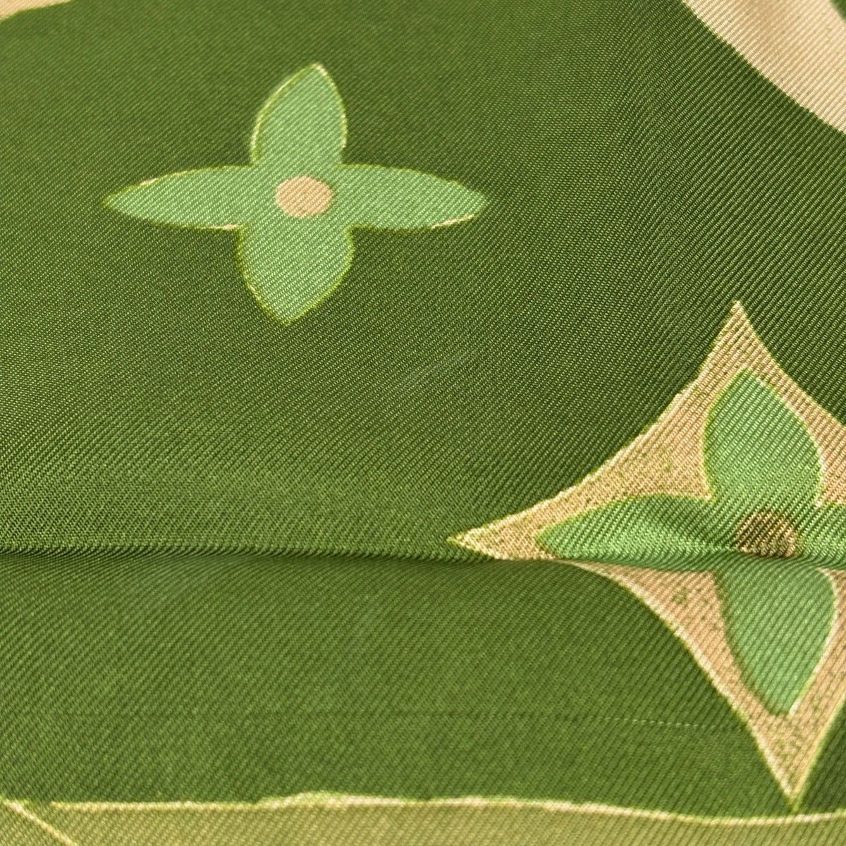 Louis Vuitton Scarf Monogram Silk Green Beige — view 6