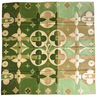 Louis Vuitton Scarf Monogram Silk Green Beige