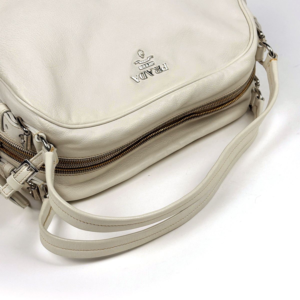 Prada Handbag Logo Leather White — view 6