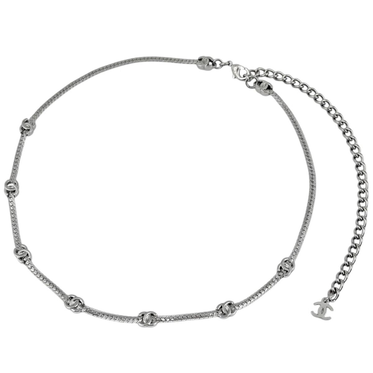 Chanel Necklace CC Logo Silver Plated