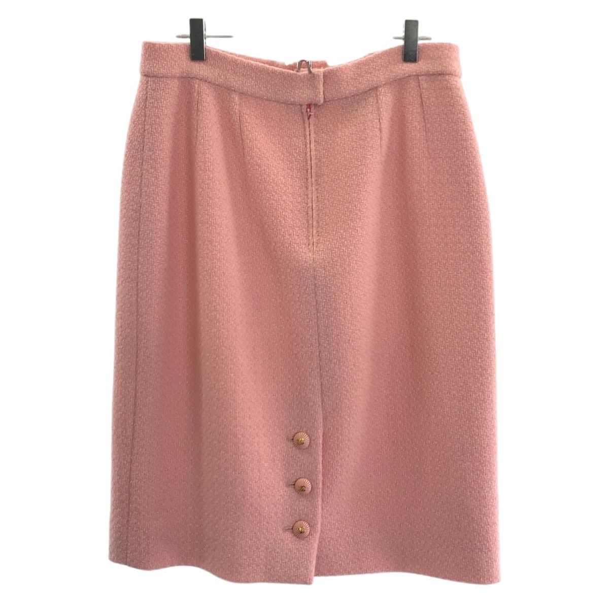 Chanel Vintage Tweed CC Logo Pink Jacket Skirt Suit — view 6