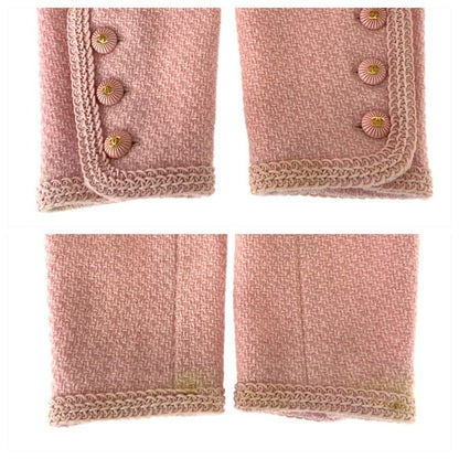 Chanel Vintage Tweed CC Logo Pink Jacket Skirt Suit — view 8