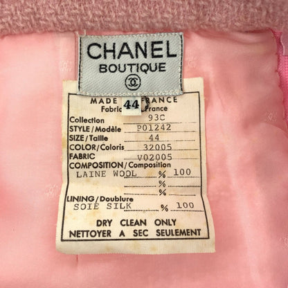Chanel Vintage Tweed CC Logo Pink Jacket Skirt Suit — view 7