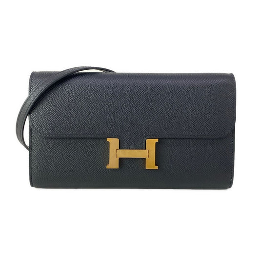 Hermes Wallet Constance Long to Go Black Gold