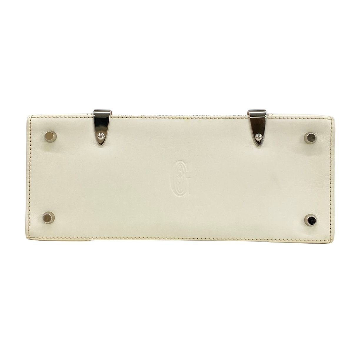 Goyard Handbag Saigon PM White Gray Brown Wood Handle Leather — view 5