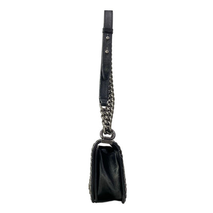 Chanel Shoulder Bag Boy Black Studs Chain Vintage Silver Wash Lambskin — view 4