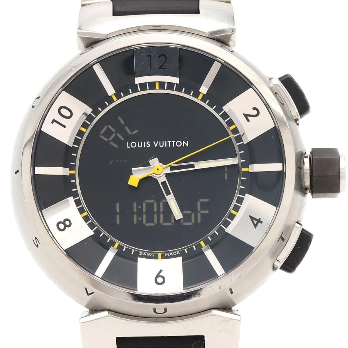 Louis Vuitton Tambour in Black SS Quartz Watch