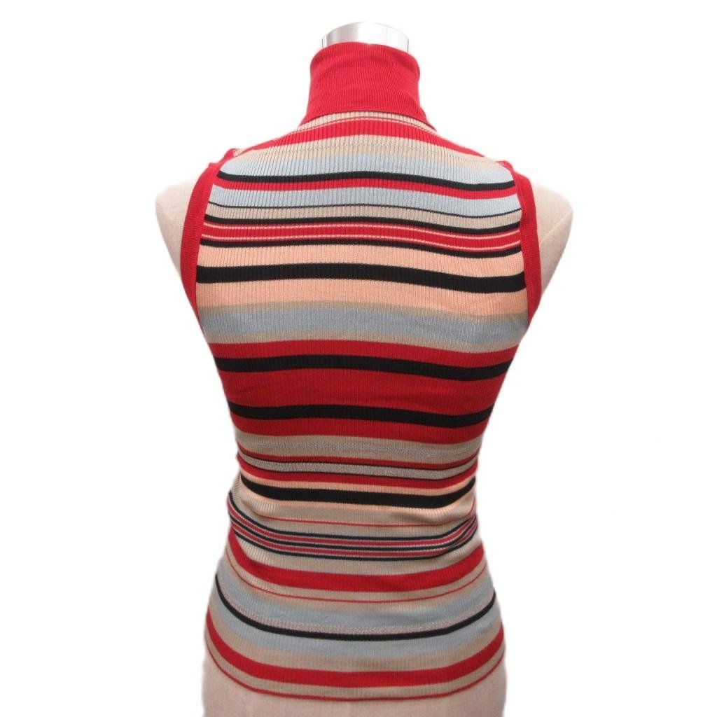 Prada Ensemble Knit Multi Border Sleeveless Cardigan M Multicolor 40 — view 5