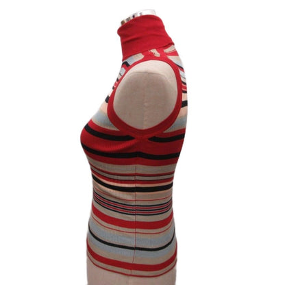Prada Ensemble Knit Multi Border Sleeveless Cardigan M Multicolor 40 — view 6