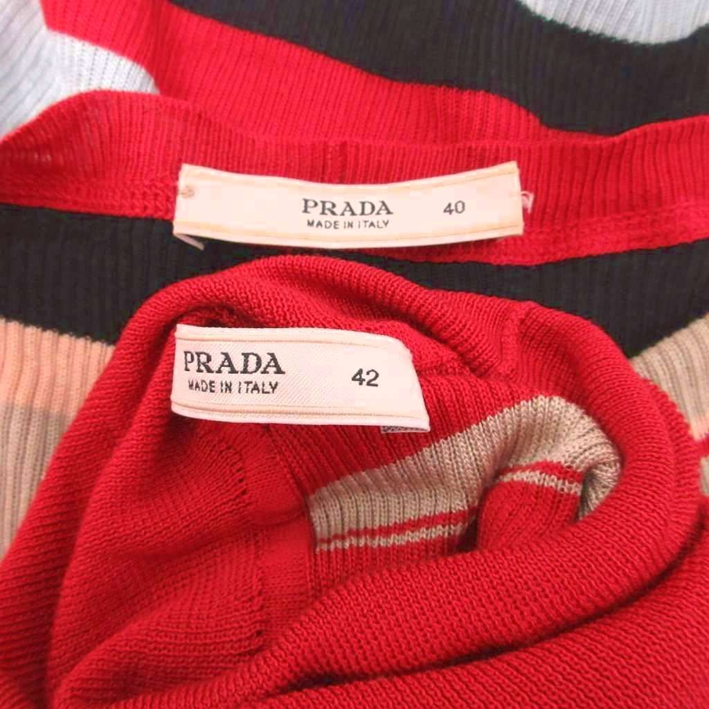 Prada Ensemble Knit Multi Border Sleeveless Cardigan M Multicolor 40 — view 8