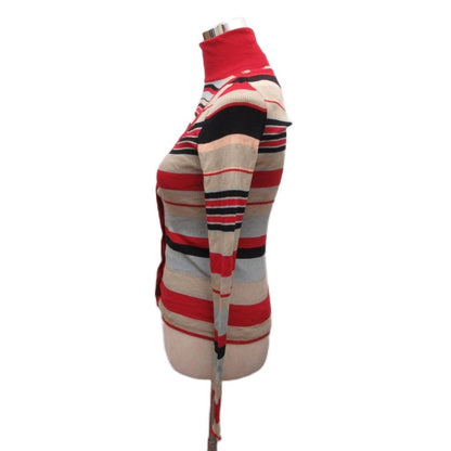 Prada Ensemble Knit Multi Border Sleeveless Cardigan M Multicolor 40 — view 3