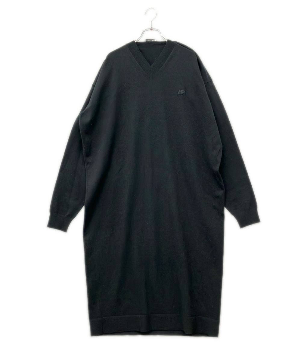 Balenciaga Long Sleeve V-neck Knit Dress