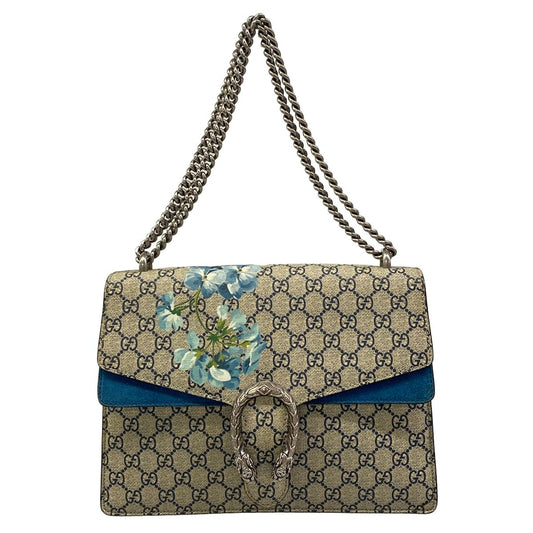 Gucci Shoulder Bag Blooms Dionysus Chain Navy Beige Multi