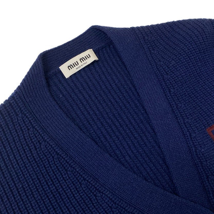Miu Miu Cardigan S Navy Ivory Wool — view 8