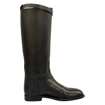 Hermes Long Boots Jumping Black Kelly Buckle Silver Leather — view 2