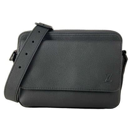 Louis Vuitton Shoulder Bag LV Aerogram Boarding Messenger Black Leather Cowhide