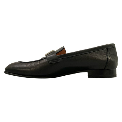 Hermes Loafers Moccasins Paris Black Silver Leather — view 3