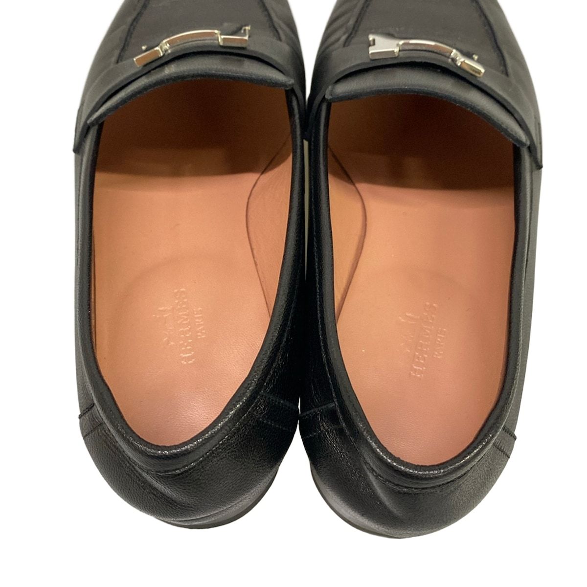 Hermes Loafers Moccasins Paris Black Silver Leather — view 7