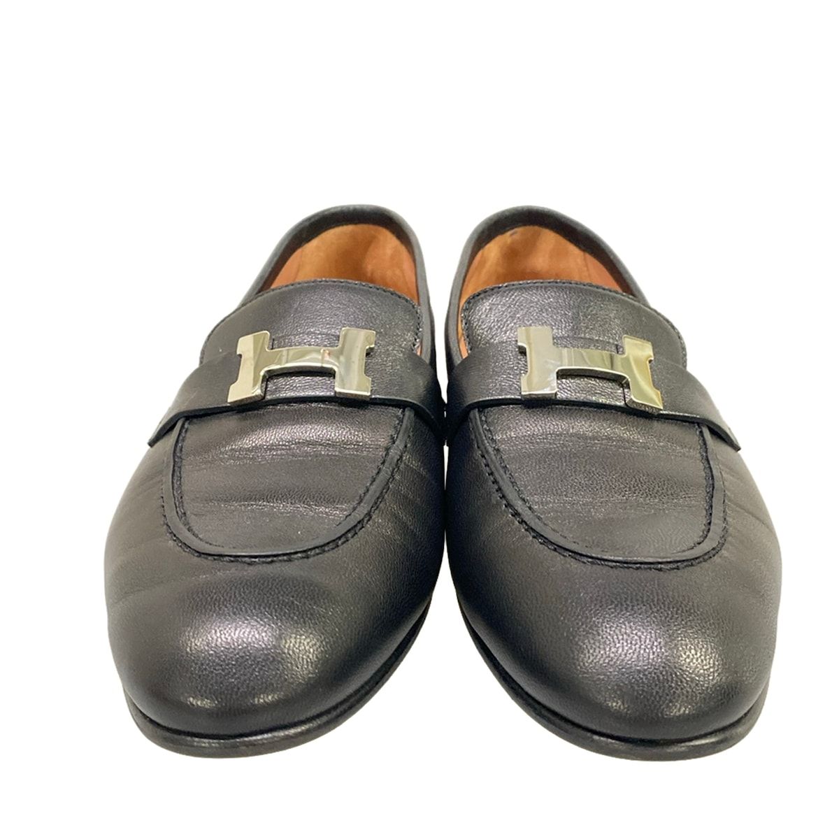 Hermes Loafers Moccasins Paris Black Silver Leather — view 5