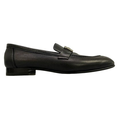 Hermes Loafers Moccasins Paris Black Silver Leather — view 4