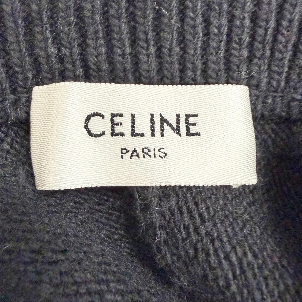 Celine Mini Dress Wool Logo Button Long Sleeve Knit Flare Black XS — view 6
