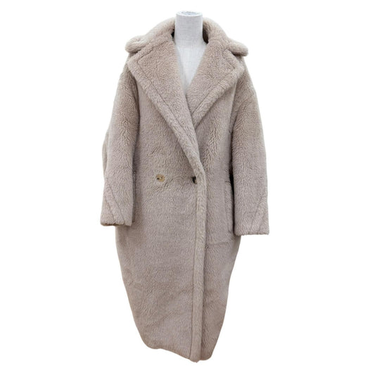 Max Mara Teddy Bear Alpaca Silk Blend Coat Beige Garment Hanger Included XS