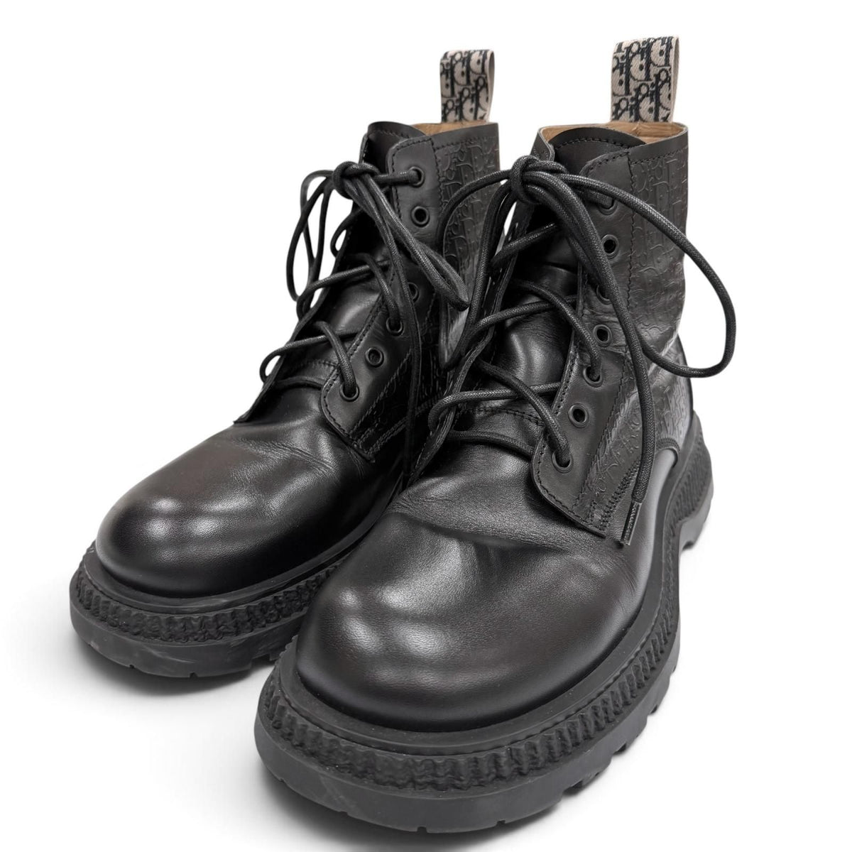Dior Homme Buffalo Lace-up Boots Leather Oblique Black