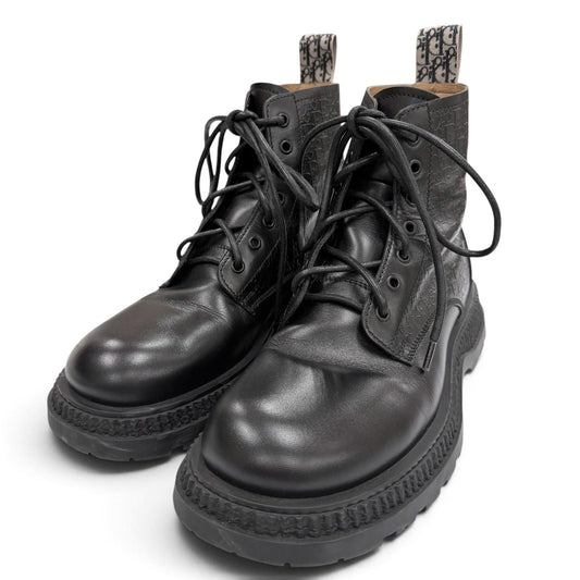Dior Homme Buffalo Lace-up Boots Leather Oblique Black