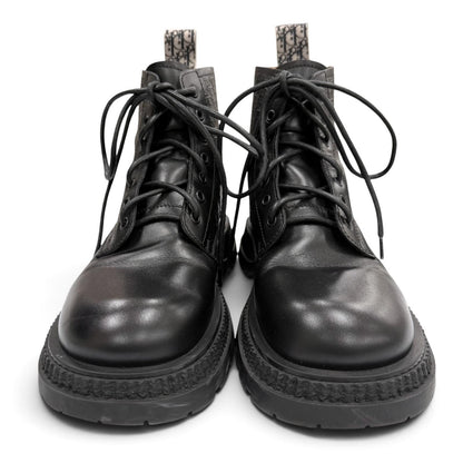 Dior Homme Buffalo Lace-up Boots Leather Oblique Black — view 3