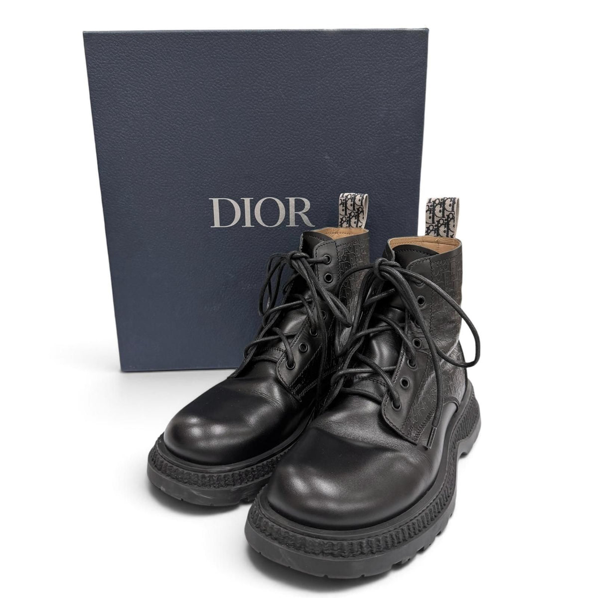 Dior Homme Buffalo Lace-up Boots Leather Oblique Black — view 2