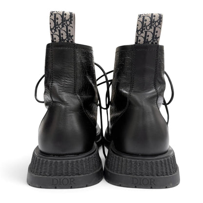Dior Homme Buffalo Lace-up Boots Leather Oblique Black — view 4