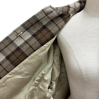 Miu Miu Logo Patch Check Jacket Brown 38 — view 5