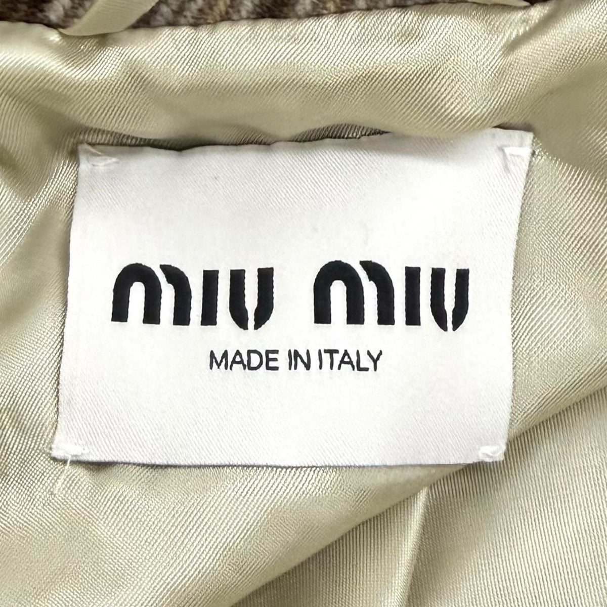 Miu Miu Logo Patch Check Jacket Brown 38 — view 7