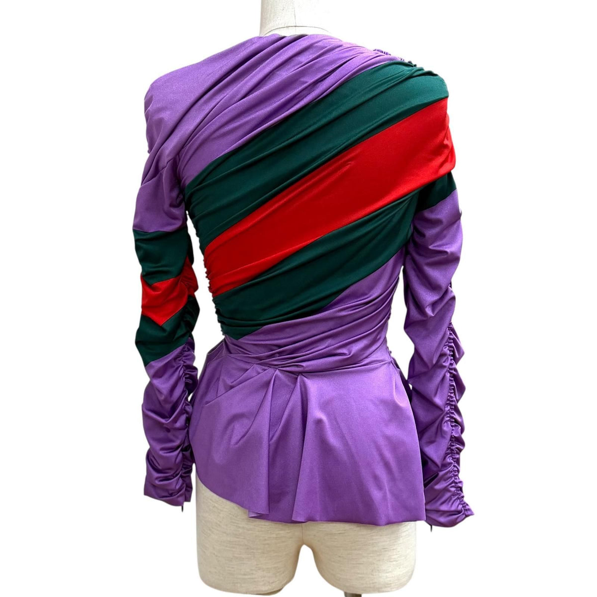 Gucci x Balenciaga Brooch Web Stripe Shirred Top Multi 36 — view 4