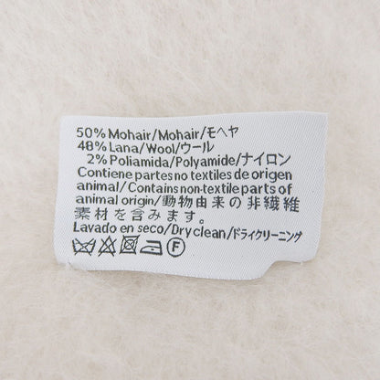 Loewe Mohair Wool Fringe Anagram Leather Patch Scarf Shawl Ivory — view 8
