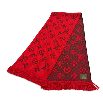 Louis Vuitton Logomania Scarf Wool Silk Blend Ruby Fringe — view 4
