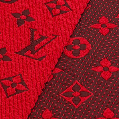 Louis Vuitton Logomania Scarf Wool Silk Blend Ruby Fringe — view 5
