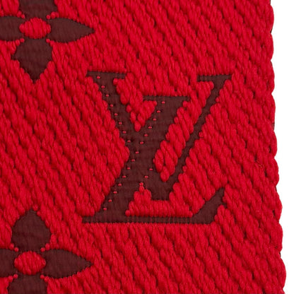 Louis Vuitton Logomania Scarf Wool Silk Blend Ruby Fringe — view 7