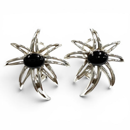 Tiffany & Co Onyx Fireworks Earrings Silver Black