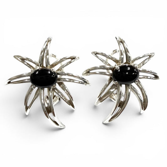 Tiffany & Co Onyx Fireworks Earrings Silver Black