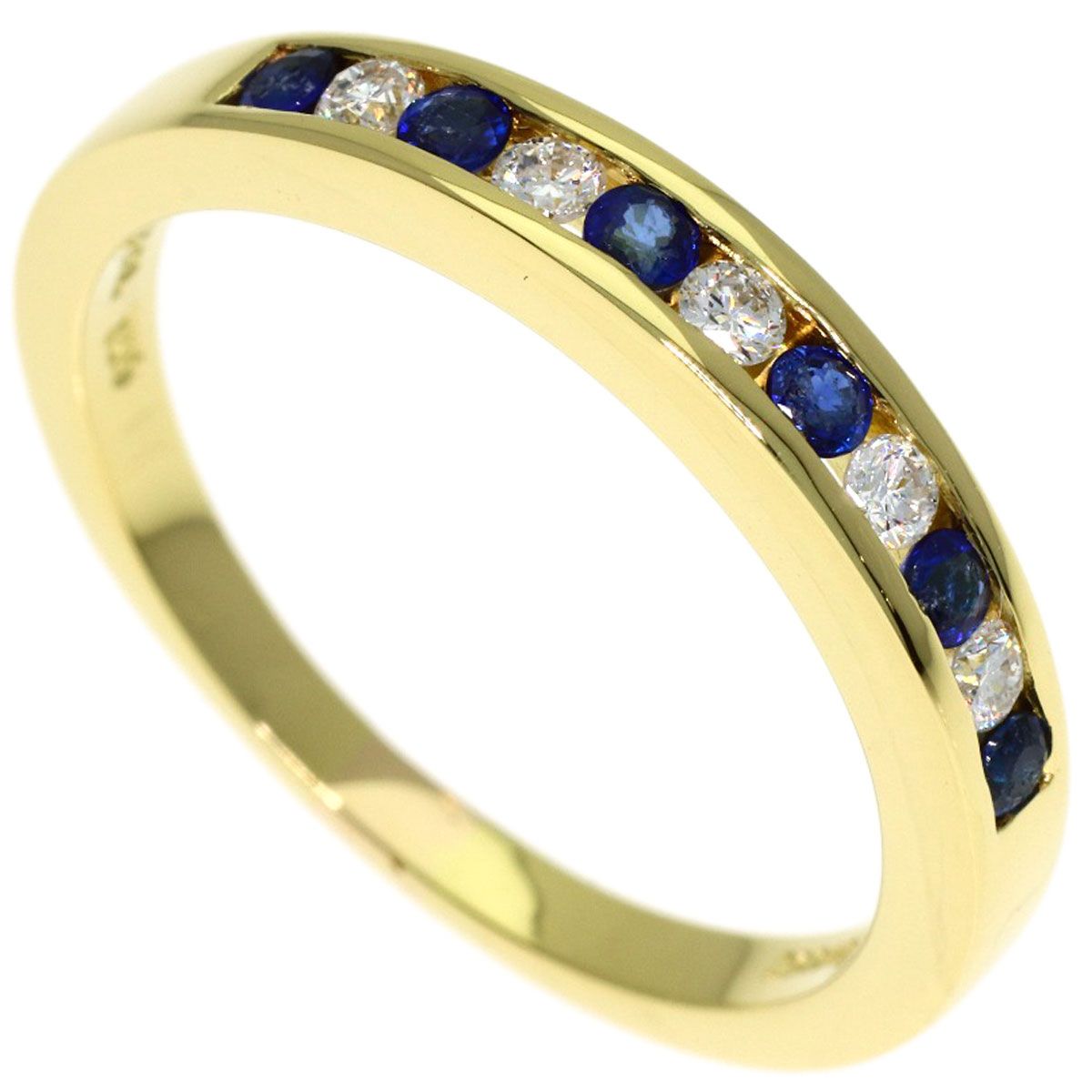 Tiffany & Co Half Eternity Sapphire Diamond Ring 18k Yellow Gold