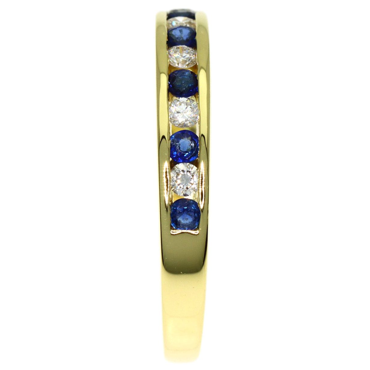 Tiffany & Co Half Eternity Sapphire Diamond Ring 18k Yellow Gold — view 3