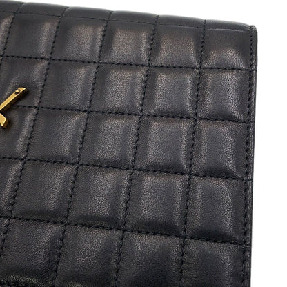Saint Laurent Paris Clutch Flap Pouch Lambskin Black — view 6
